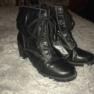 Short heel black booties